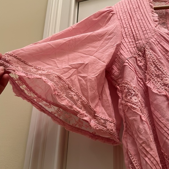 Free People Pink Short Sleeve Bodysuit SzS - Picture 5 of 10